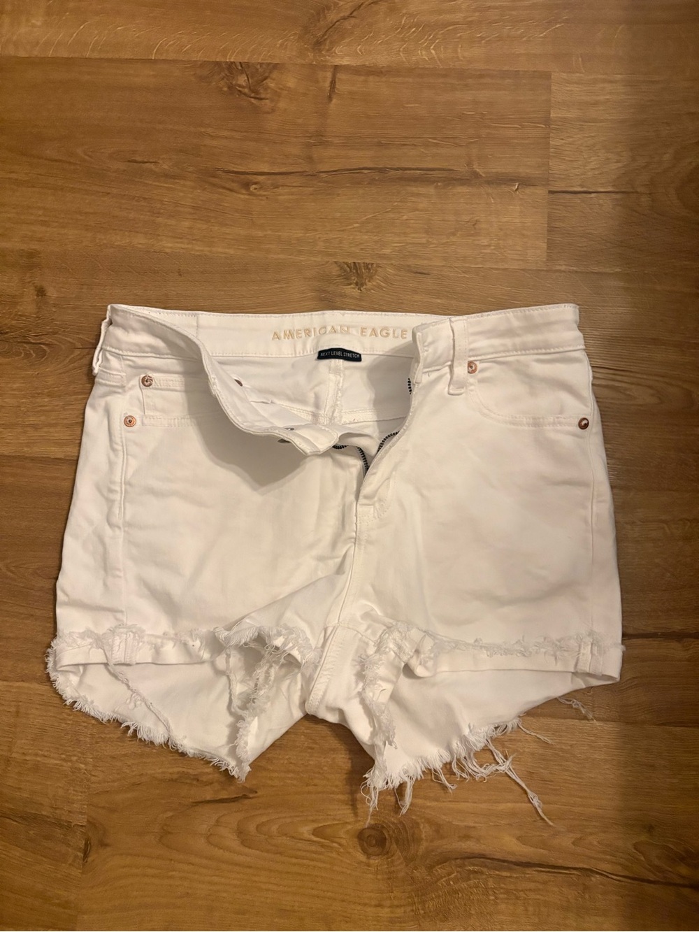American Eagle Outfitters White Frayed Denim Cutoff Shorts